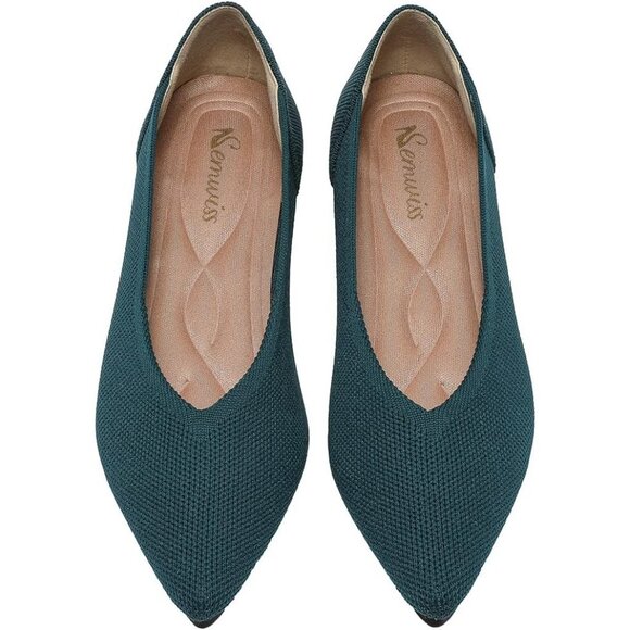 Women's Green Casual Dressy Ballet Pointed Toe Leopard Flats Mesh Office Shoes - Picture 1 of 6